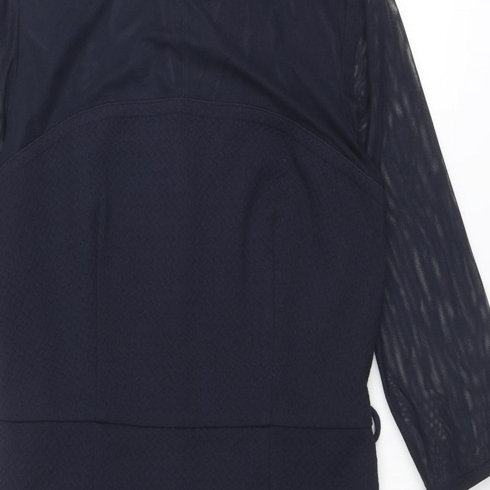 NEXT Womens Blue Polyester Shift Size 12 Round Neck Zip