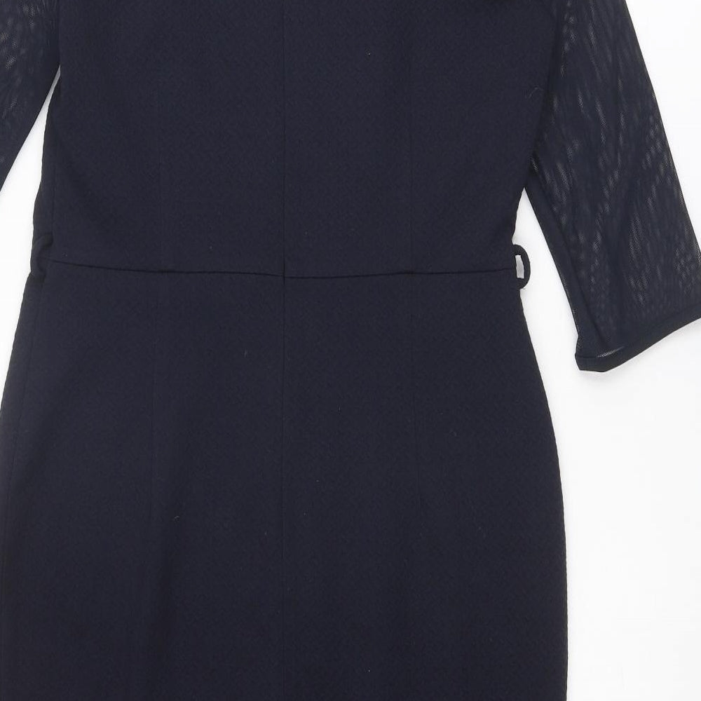 NEXT Womens Blue Polyester Shift Size 12 Round Neck Zip