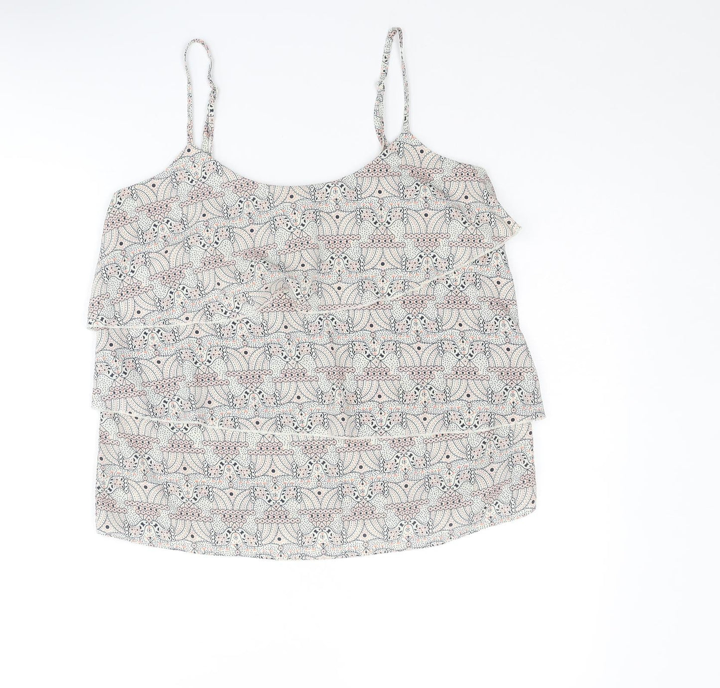 Oasis Womens Multicoloured Geometric Polyester Basic Tank Size 12 Round Neck