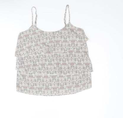 Oasis Womens Multicoloured Geometric Polyester Basic Tank Size 12 Round Neck