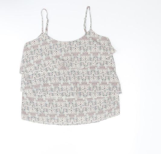 Oasis Womens Multicoloured Geometric Polyester Basic Tank Size 12 Round Neck