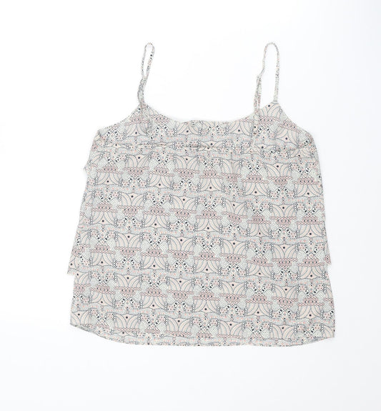 Oasis Womens Multicoloured Geometric Polyester Basic Tank Size 12 Round Neck
