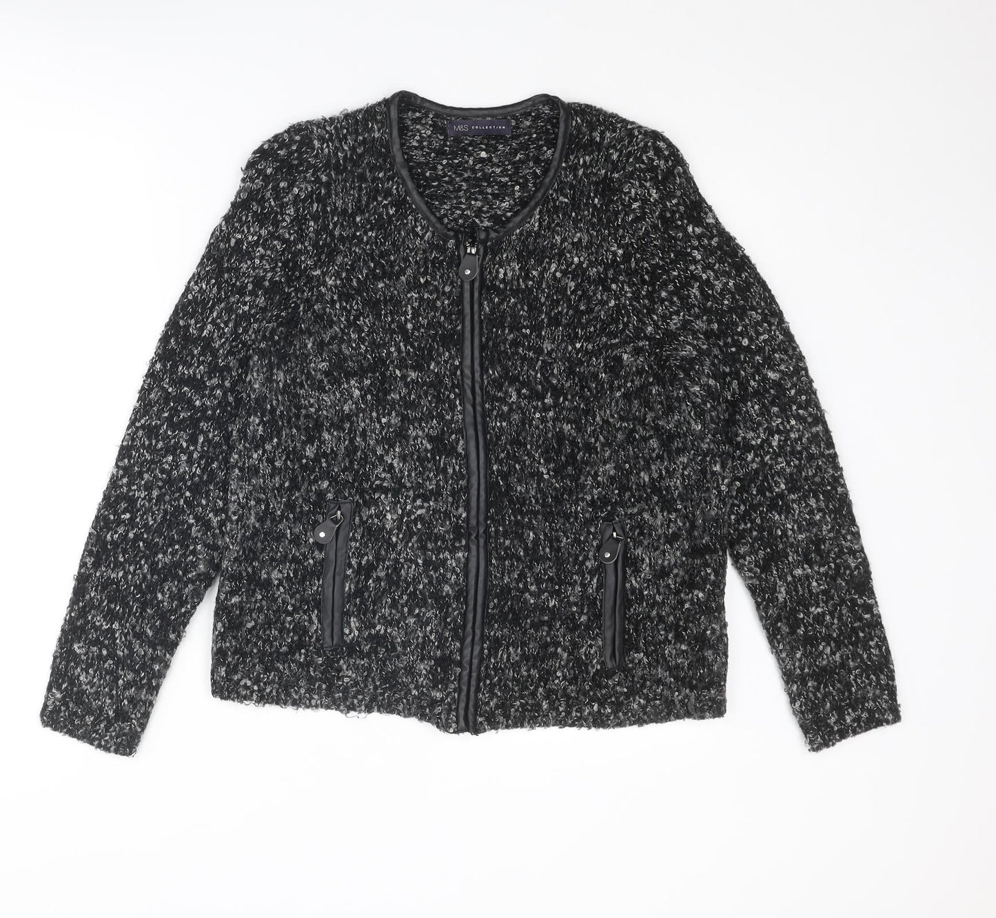 Womens UK Size 12 Marks and Spencer Black Full Zip Jumper
