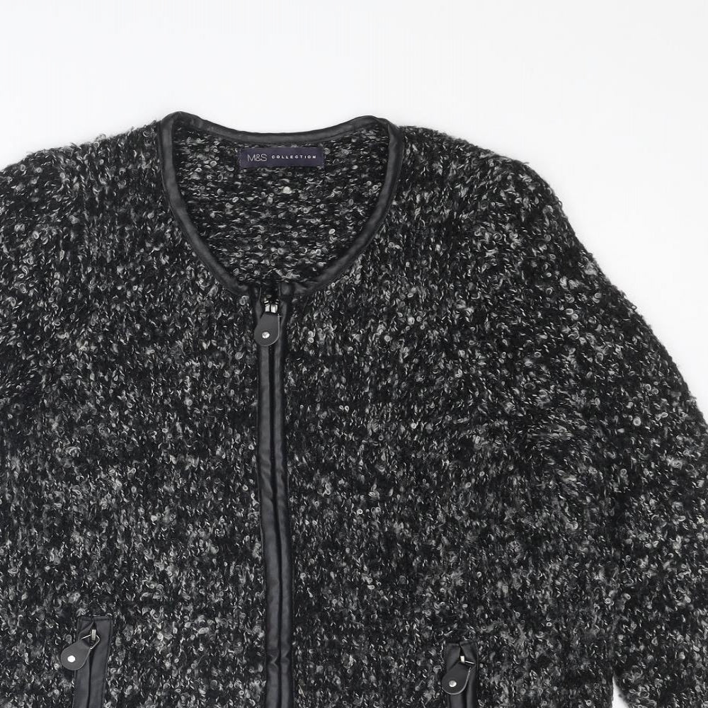 Womens UK Size 12 Marks and Spencer Black Full Zip Jumper