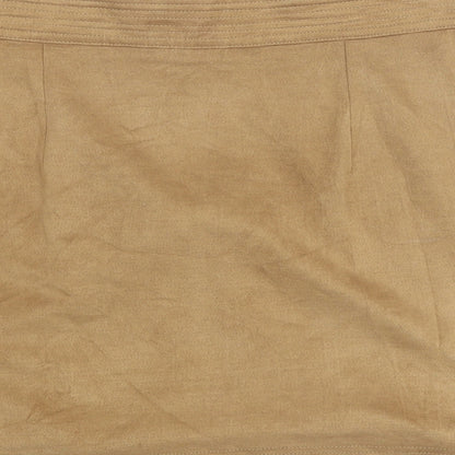 Marks and Spencer Womens Brown Polyester A-Line Skirt Size 14 Zip