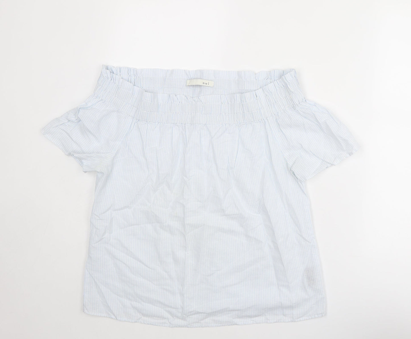 Womens UK Size 10 Oui Blue Basic Blouse