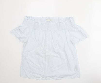 Womens UK Size 10 Oui Blue Basic Blouse