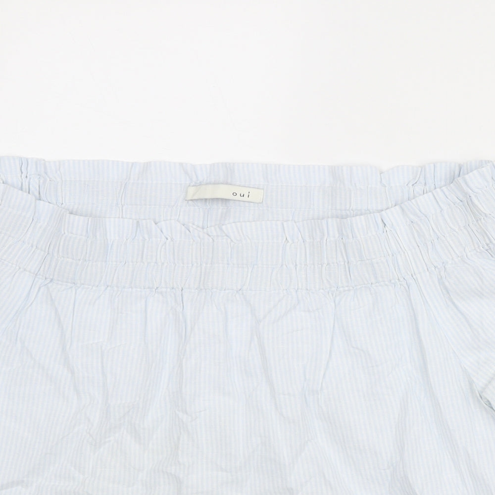 Womens UK Size 10 Oui Blue Basic Blouse