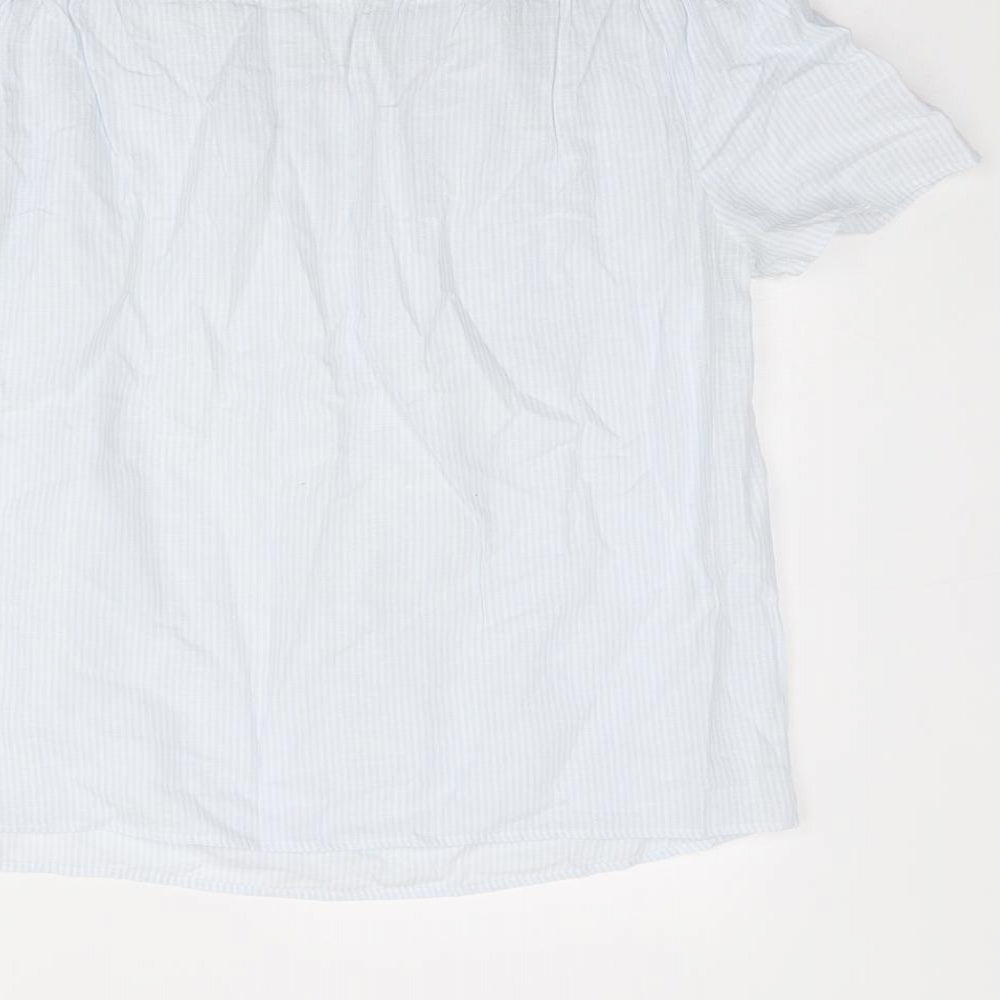 Womens UK Size 10 Oui Blue Basic Blouse