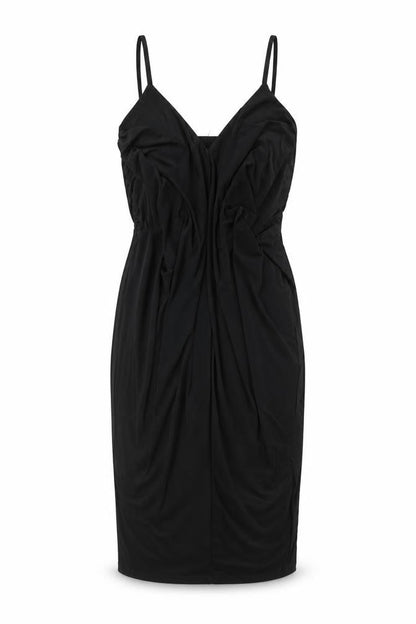 Boohoo Womens Black Polyester Slip Dress Size 8 V-Neck Pullover