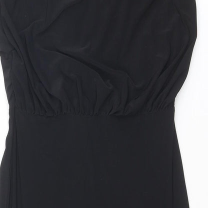 Boohoo Womens Black Polyester Slip Dress Size 8 V-Neck Pullover