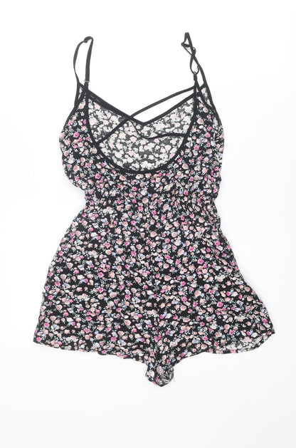 Divided by H&M Womens Multicoloured Floral Viscose Playsuit One-Piece Size 6 Pullover