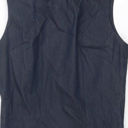 NEXT Womens Blue Cotton Shift Size 14 Round Neck Zip