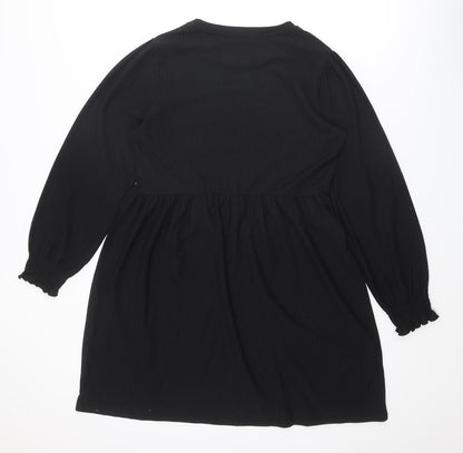 New Look Womens Black Polyester A-Line Size 10 Round Neck Pullover