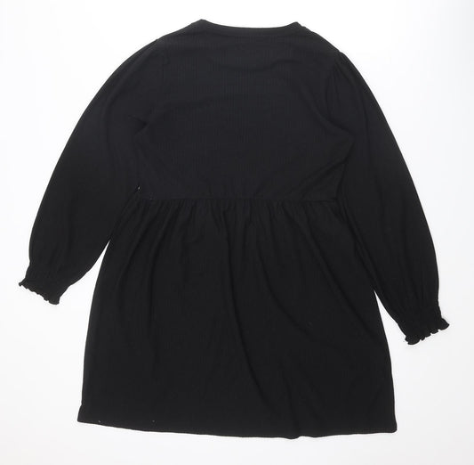 New Look Womens Black Polyester A-Line Size 10 Round Neck Pullover