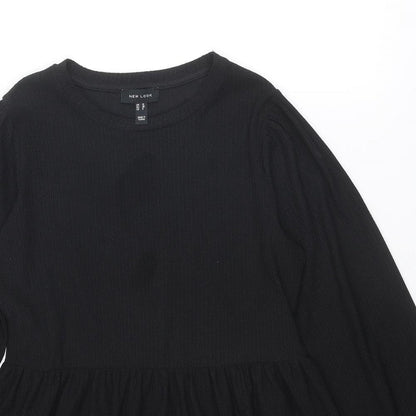New Look Womens Black Polyester A-Line Size 10 Round Neck Pullover
