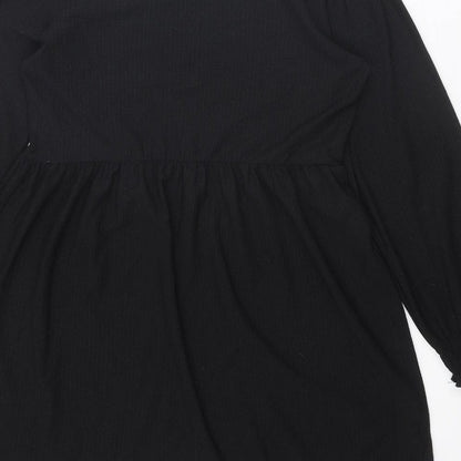 New Look Womens Black Polyester A-Line Size 10 Round Neck Pullover