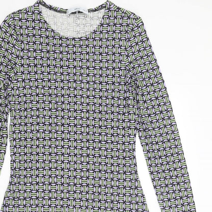 Mango Womens Multicoloured Geometric Viscose Jumper Dress Size XS Round Neck Pullover