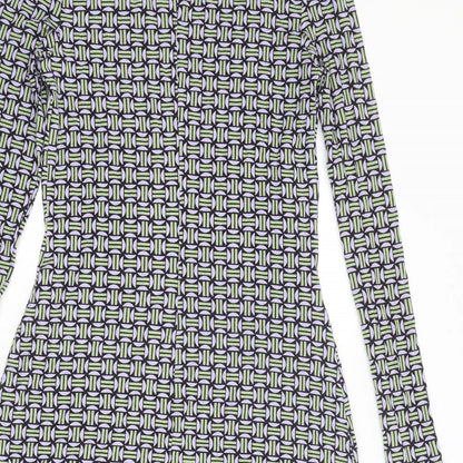 Mango Womens Multicoloured Geometric Viscose Jumper Dress Size XS Round Neck Pullover