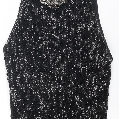 Stella Morgan Womens Black Polyester A-Line Size 8 Round Neck Pullover - Size 8-10