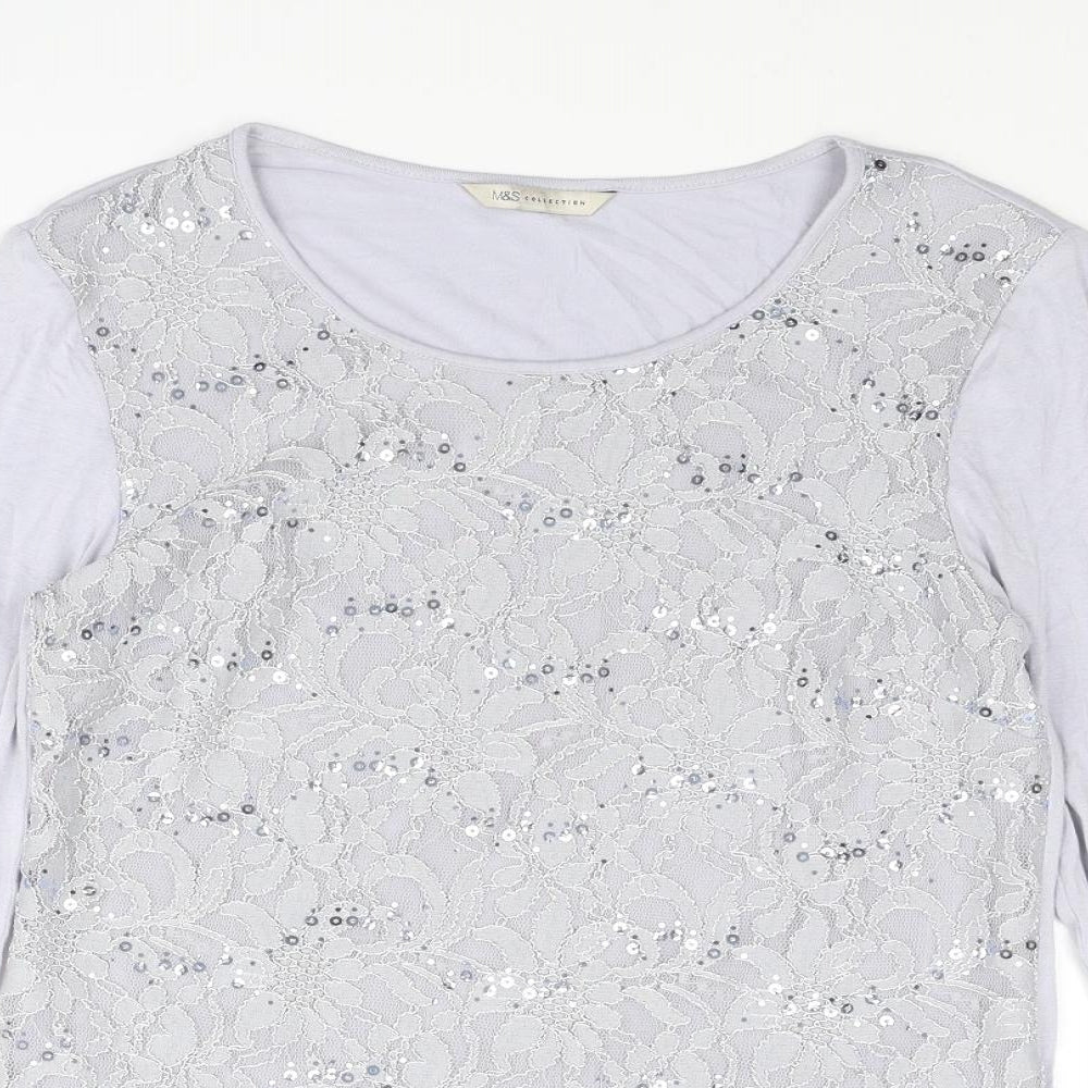 Womens UK Size 8 Marks and Spencer Grey Basic T-Shirt