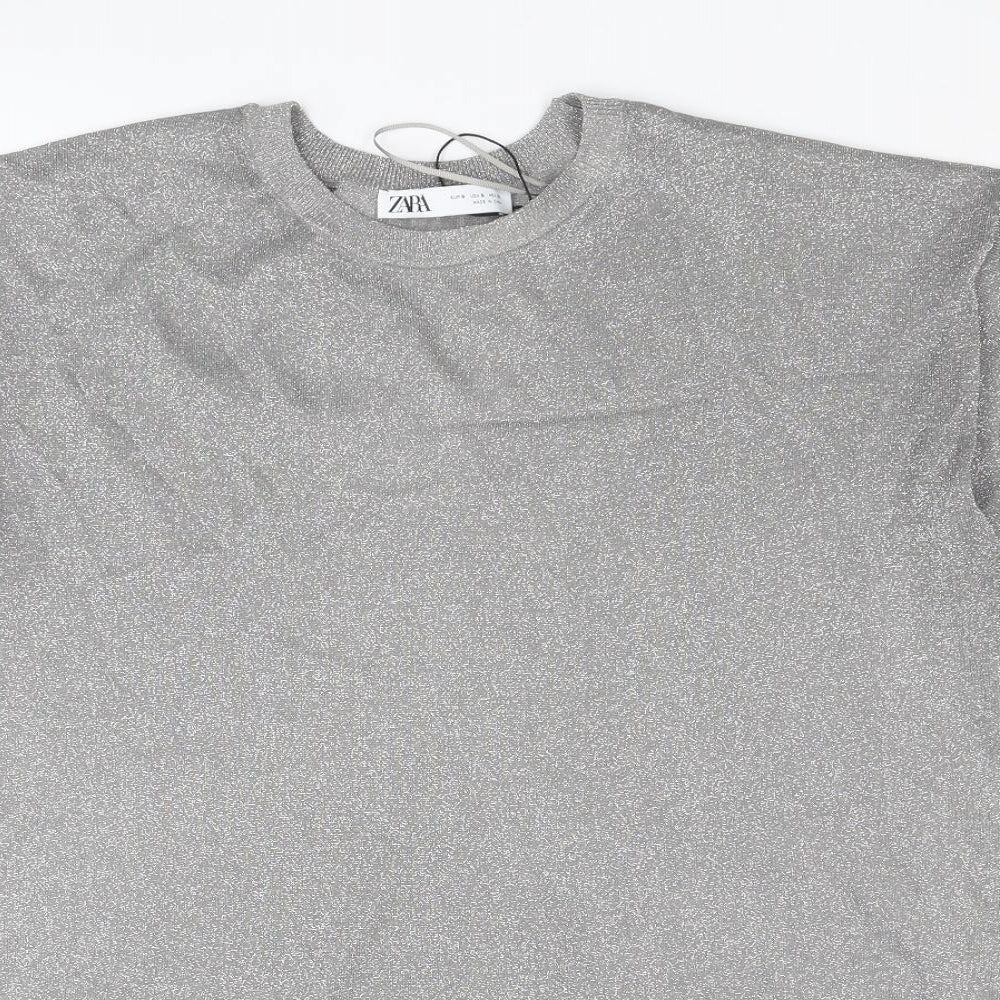Womens UK Size S Zara Silver Pullover Jumper