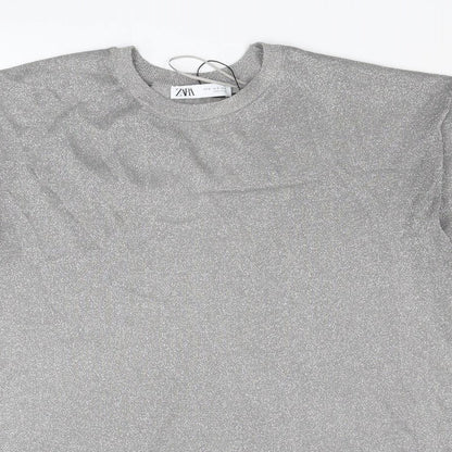 Womens UK Size S Zara Silver Pullover Jumper