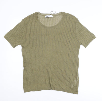 Womens UK Size L Zara Green Pullover Jumper