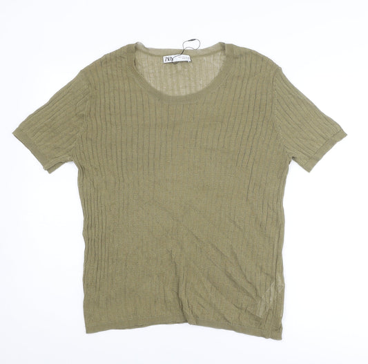 Womens UK Size L Zara Green Pullover Jumper