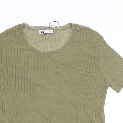 Womens UK Size L Zara Green Pullover Jumper