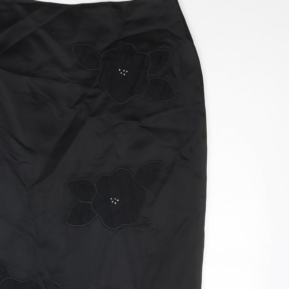 Principles Womens Black Floral Acetate Straight & Pencil Skirt Size 12 Zip