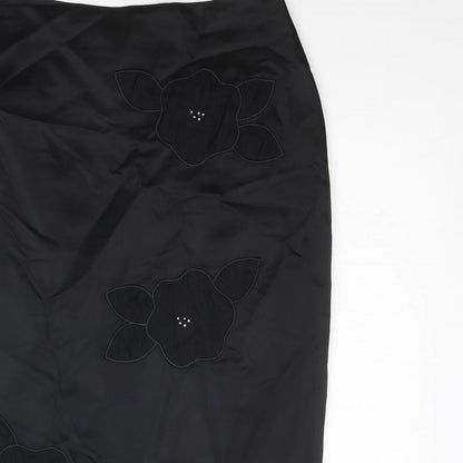 Principles Womens Black Floral Acetate Straight & Pencil Skirt Size 12 Zip