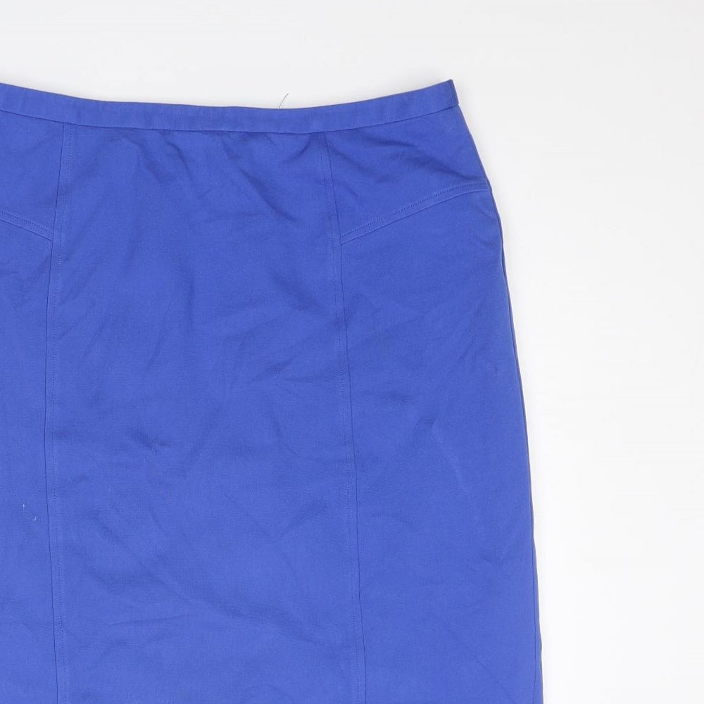 PURE Collection Womens Blue Viscose Straight & Pencil Skirt Size 12 Zip