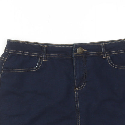 TISSAIA Womens Blue Cotton A-Line Skirt Size 10 Zip