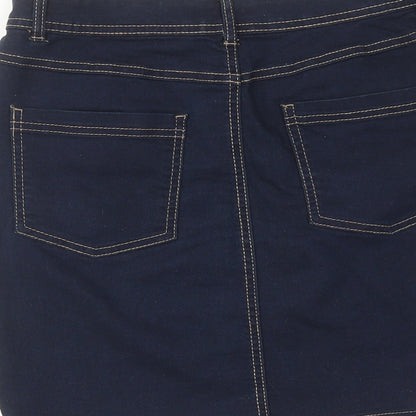TISSAIA Womens Blue Cotton A-Line Skirt Size 10 Zip