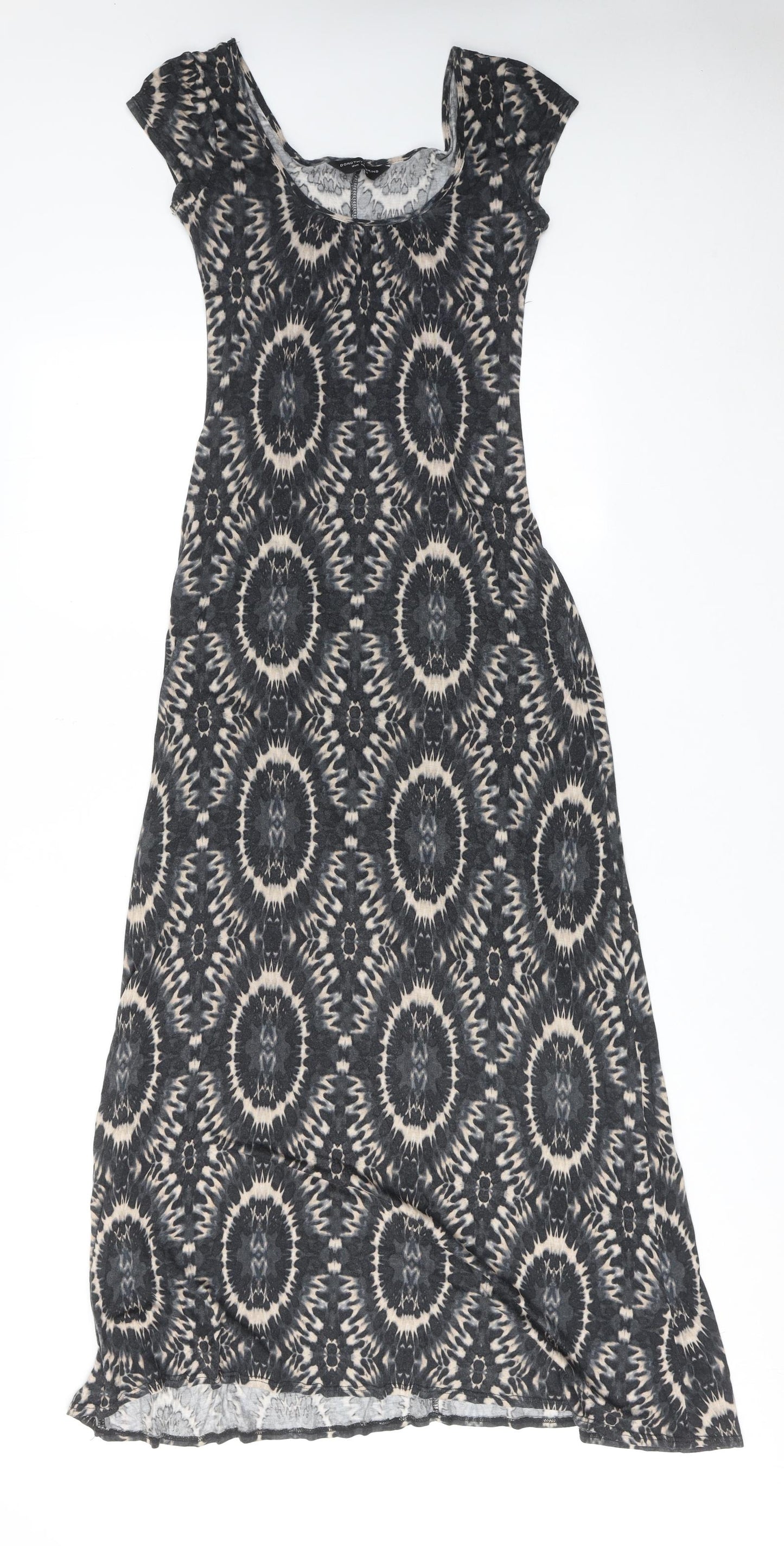 Dorothy Perkins Womens Grey Geometric Viscose Maxi Size 10 Round Neck Pullover