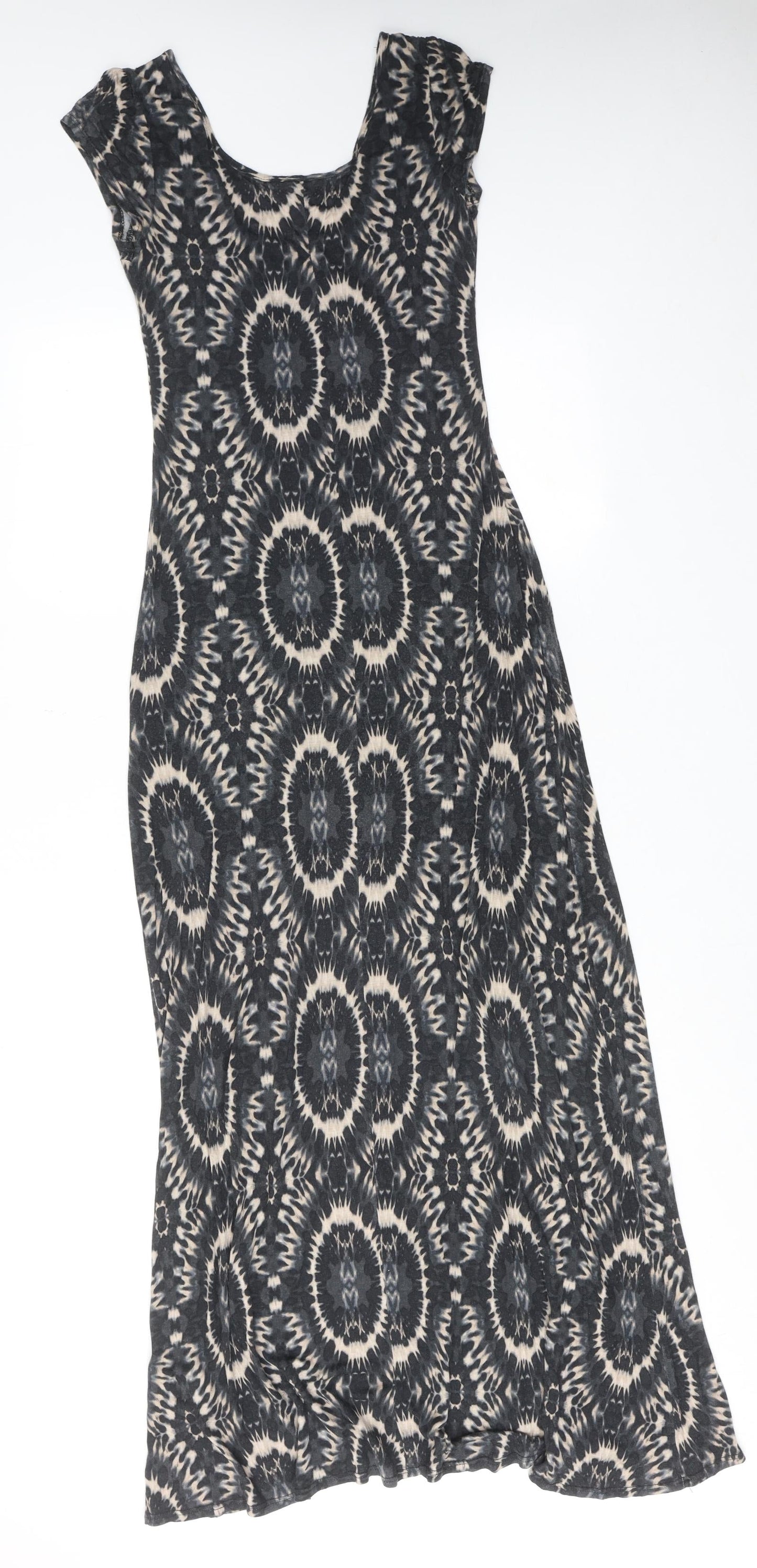 Dorothy Perkins Womens Grey Geometric Viscose Maxi Size 10 Round Neck Pullover