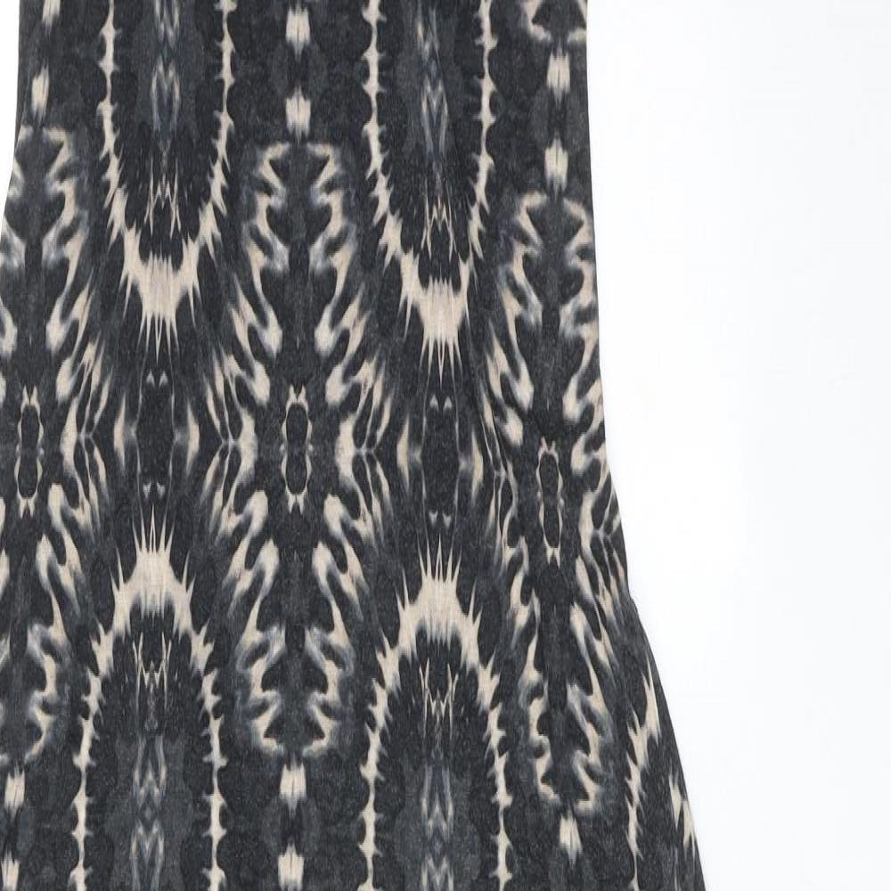 Dorothy Perkins Womens Grey Geometric Viscose Maxi Size 10 Round Neck Pullover