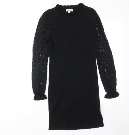Wild Flower Womens Black Viscose A-Line Size M Round Neck Pullover