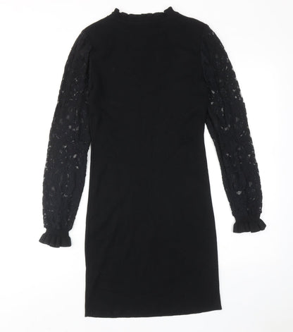 Wild Flower Womens Black Viscose A-Line Size M Round Neck Pullover
