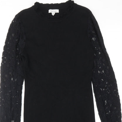 Wild Flower Womens Black Viscose A-Line Size M Round Neck Pullover