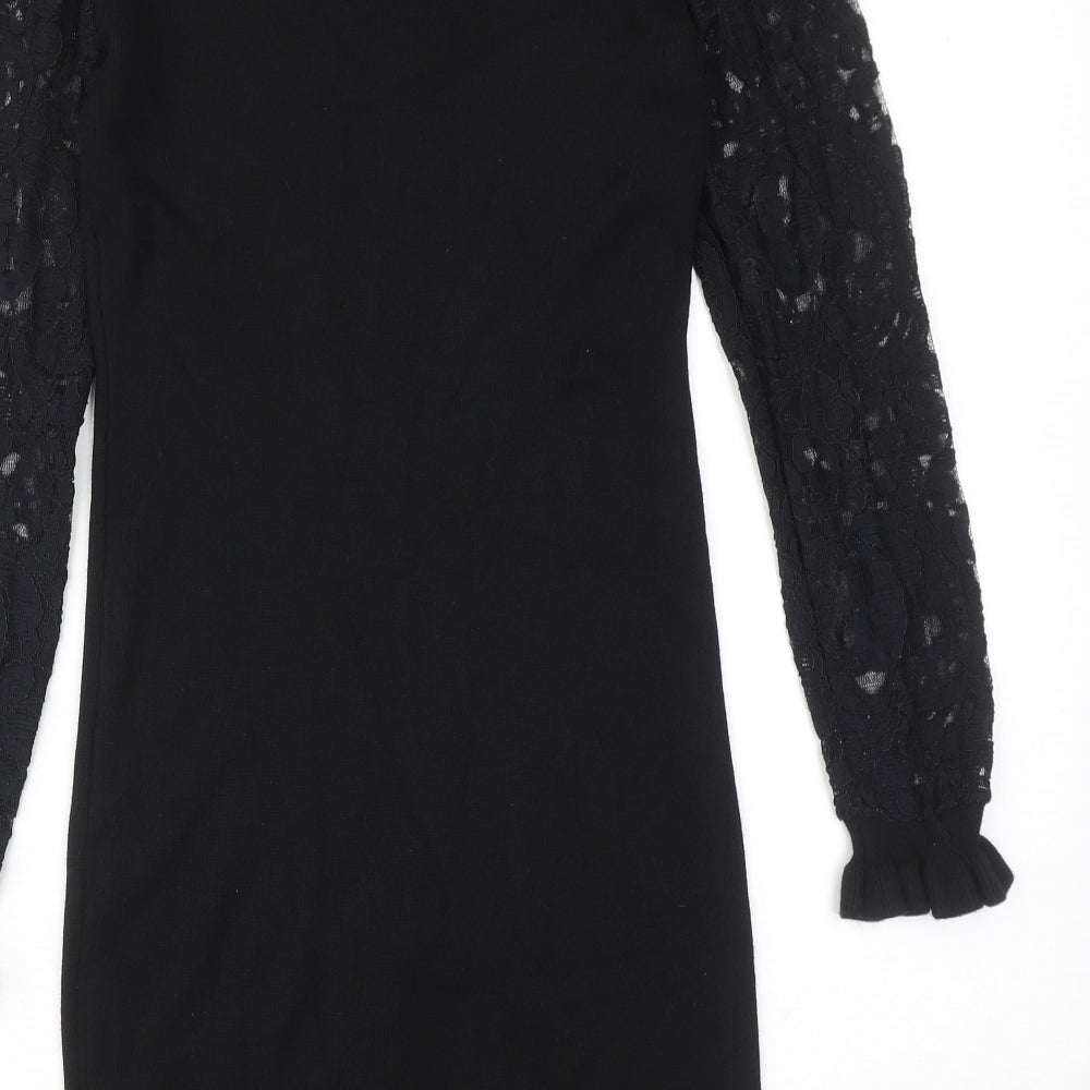 Wild Flower Womens Black Viscose A-Line Size M Round Neck Pullover
