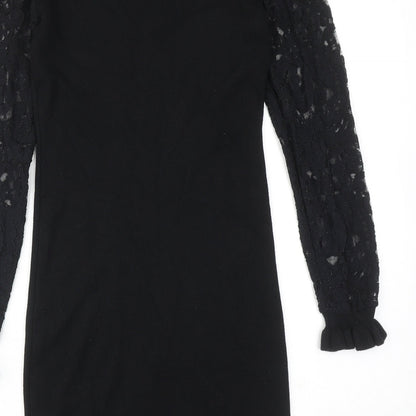 Wild Flower Womens Black Viscose A-Line Size M Round Neck Pullover