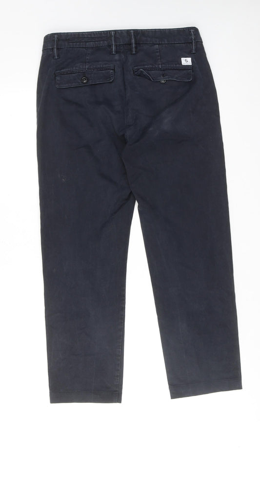 Departments Mens Blue Cotton Trousers Size 30 in Regular Zip
