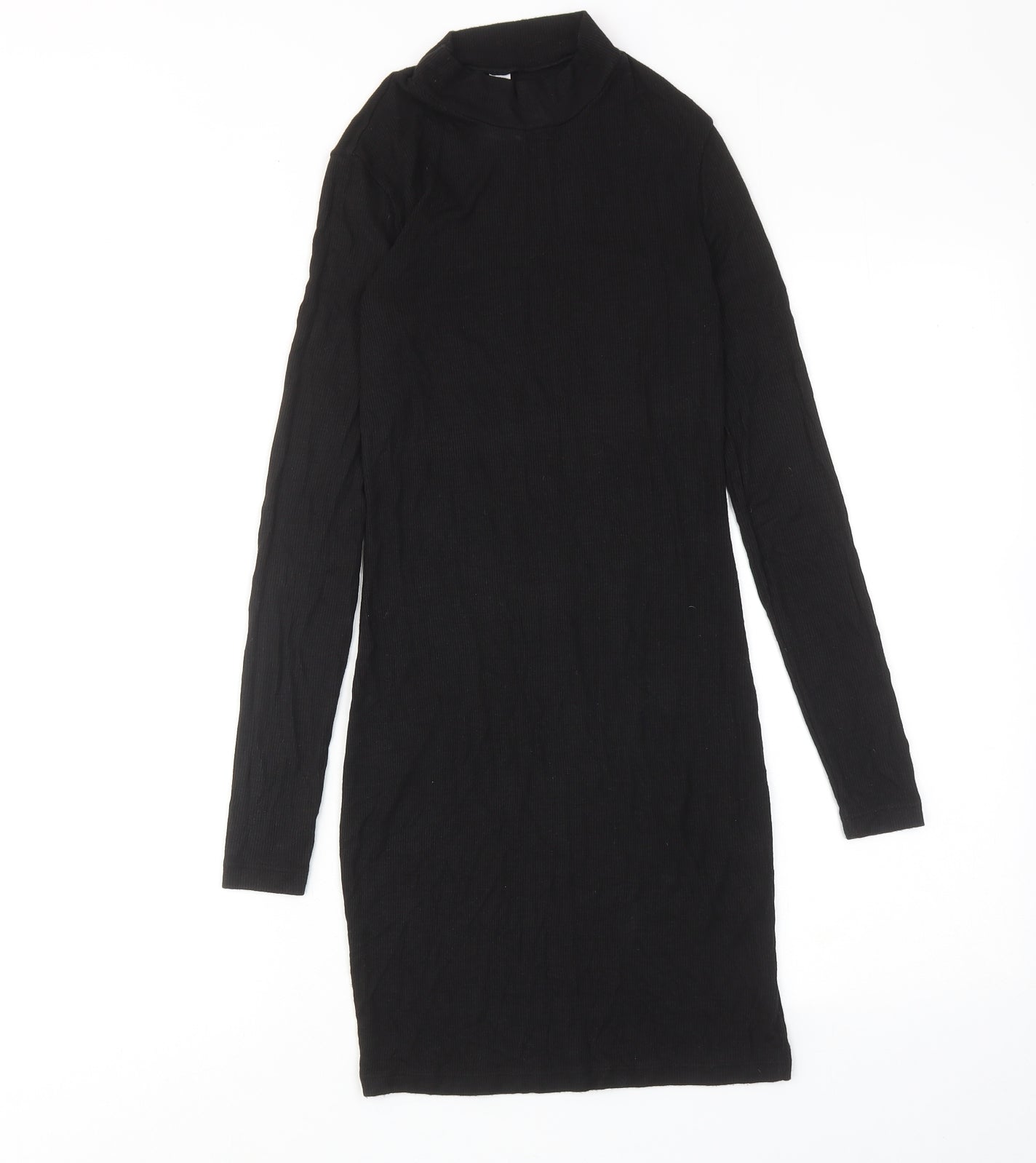 American Apparel Womens Black Viscose Jumper Dress Size S Mock Neck Pullover