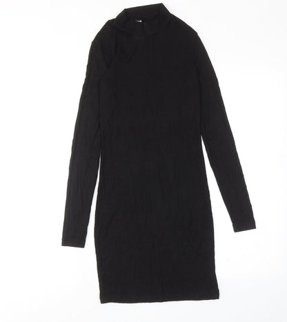 American Apparel Womens Black Viscose Jumper Dress Size S Mock Neck Pullover