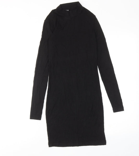 American Apparel Womens Black Viscose Jumper Dress Size S Mock Neck Pullover