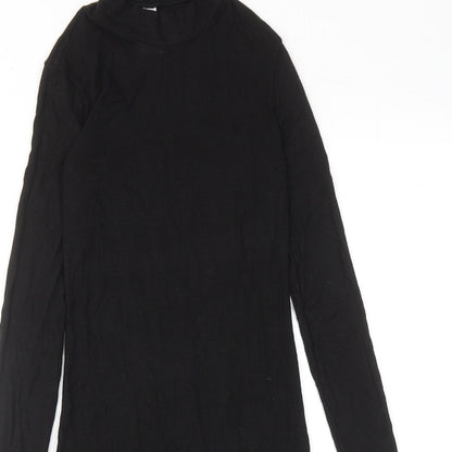 American Apparel Womens Black Viscose Jumper Dress Size S Mock Neck Pullover