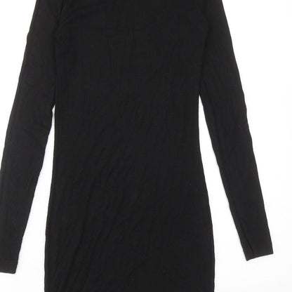 American Apparel Womens Black Viscose Jumper Dress Size S Mock Neck Pullover