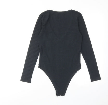 Boohoo Womens Grey Polyester Bodysuit One-Piece Size 10 Snap